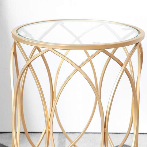 LEAF DESIGN SIDE TABLE WITH PLAIN GLASS TOP