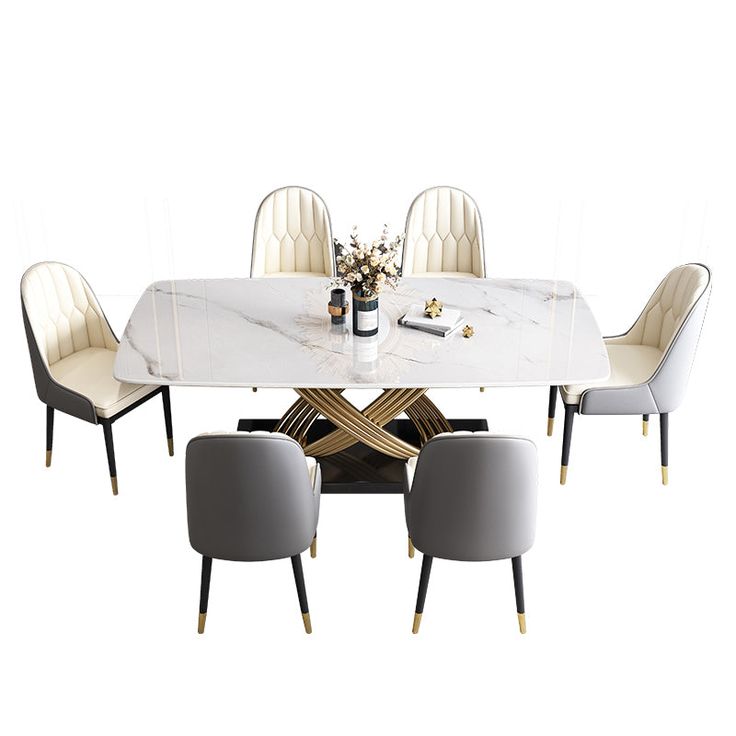 LUXURY DINING SET WITH CHAIRS AND MARBLE TOP