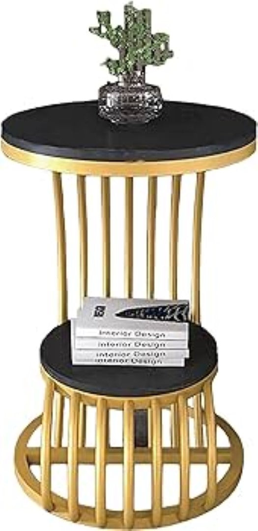 CURVED SIDE TABLE WITH BLACK MARBLE TOP