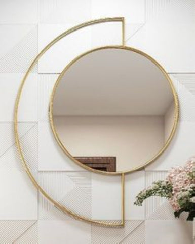 Gold Plated Wall Mirror With Round Frame