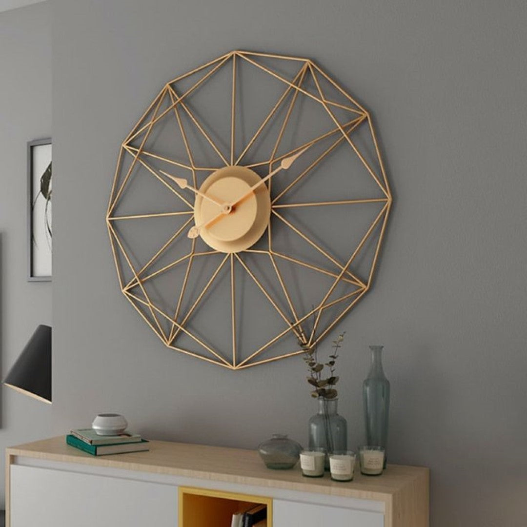 Hexagon Gold Plated Designer Wall clock