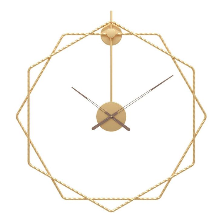 Molding Wire Hexagon Wall Clock With Gold Finish