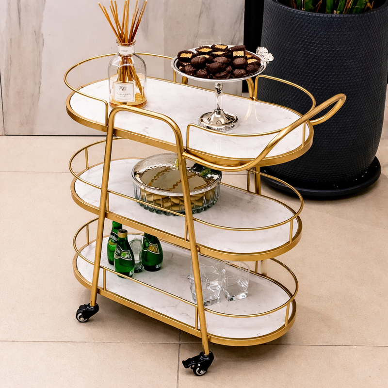 Verona Luxe Utility Trolley - handcrafted bar Trolley for living room bar - view 1 | Kraft Vision