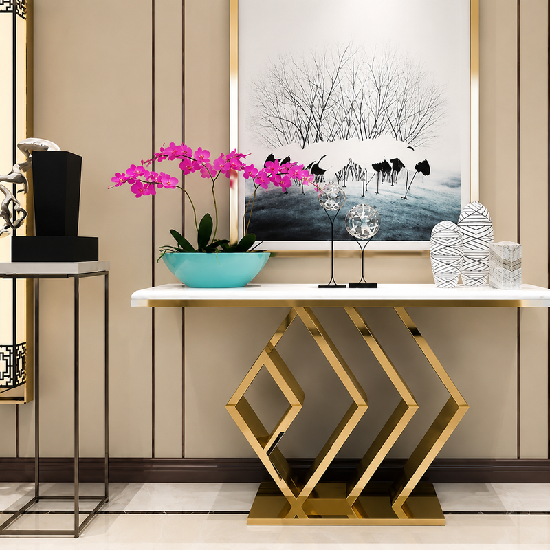 Luxury Console Table with Marble Top - marble Console for entryway - view 1 | Kraft Vision