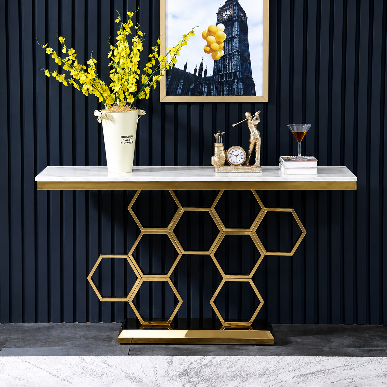 Luxury Honeycomb Console Table