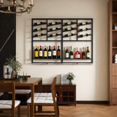 Modern Industrial Wall-Mounted Wine Rack & Bar Shelf (Black Metal) - metal furniture for modern Indian home - view 2 | Kraft Vision