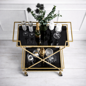 Chic Gold Bar Trolley Flat Lay - gold-finished metal bar Trolley for living room bar - view 2 | Kraft Vision