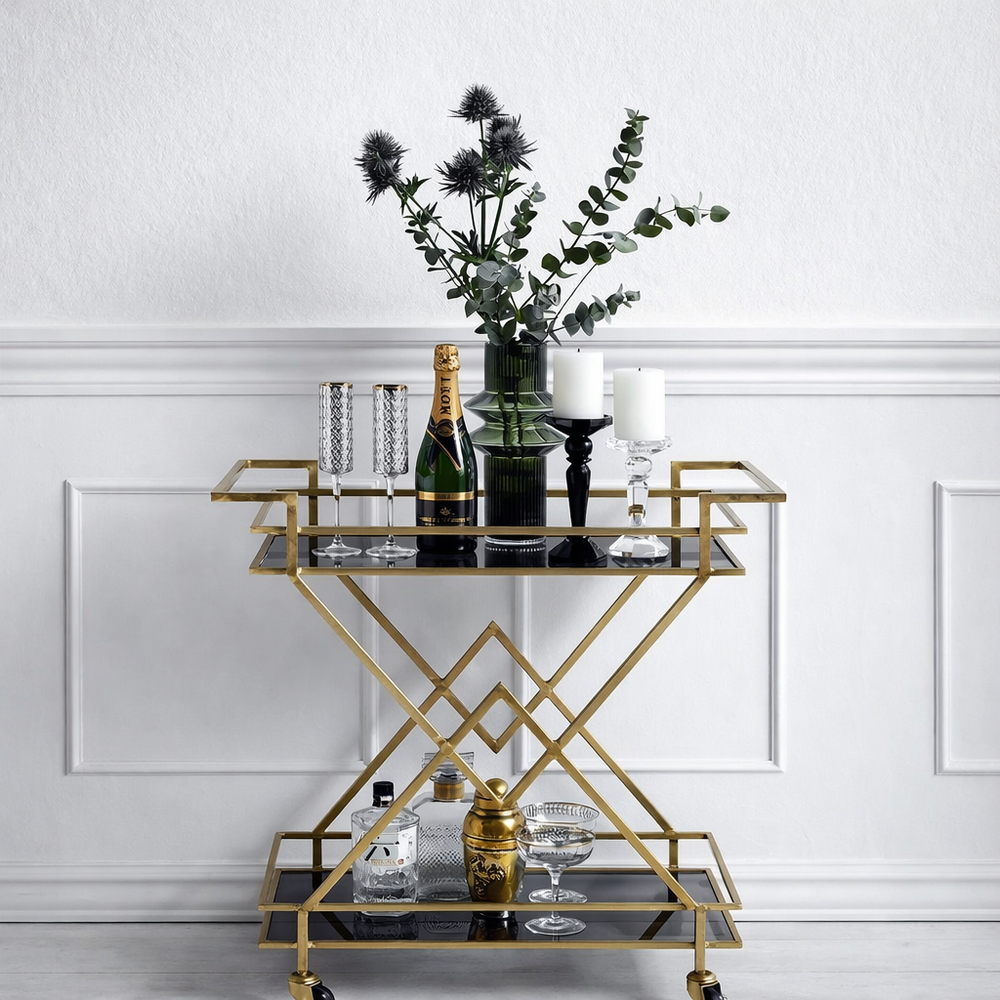 Chic Gold Bar Trolley Flat Lay