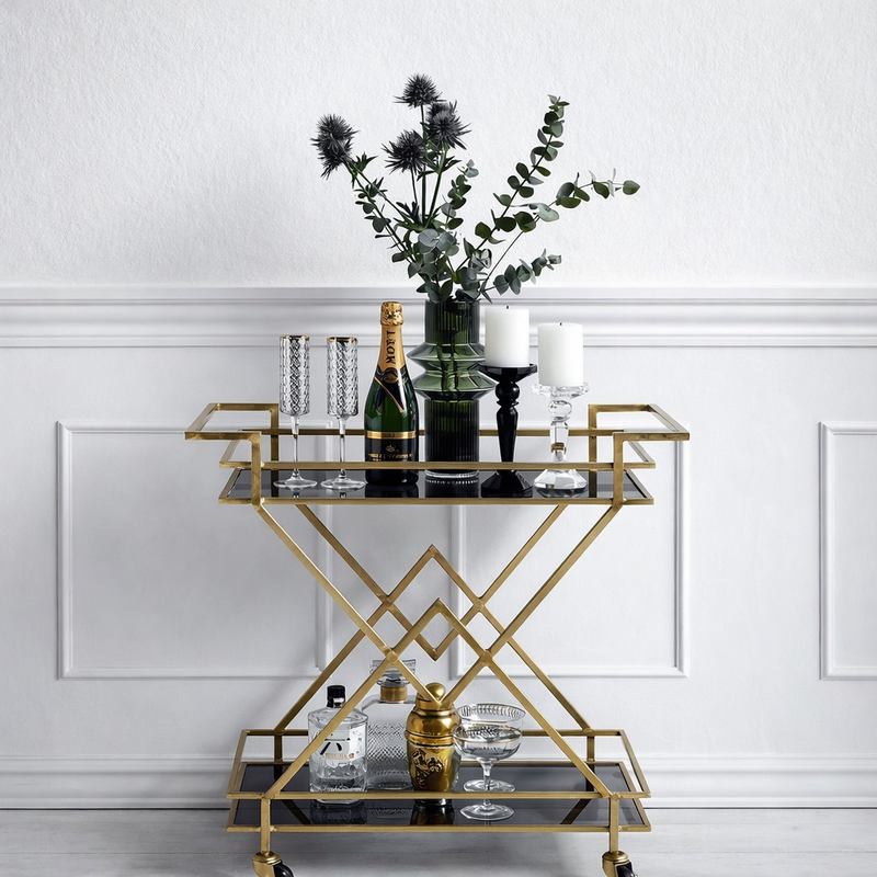 Chic Gold Bar Trolley Flat Lay