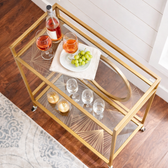 Gold Serving Cart Overhead View - gold-finished metal bar Trolley for living room bar - view 2 | Kraft Vision