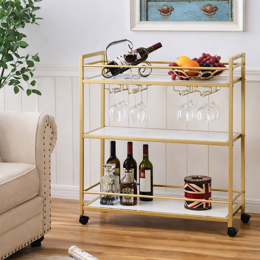 Chic Entertaining Station Cart - handcrafted bar Trolley for living room bar - view 1 | Kraft Vision