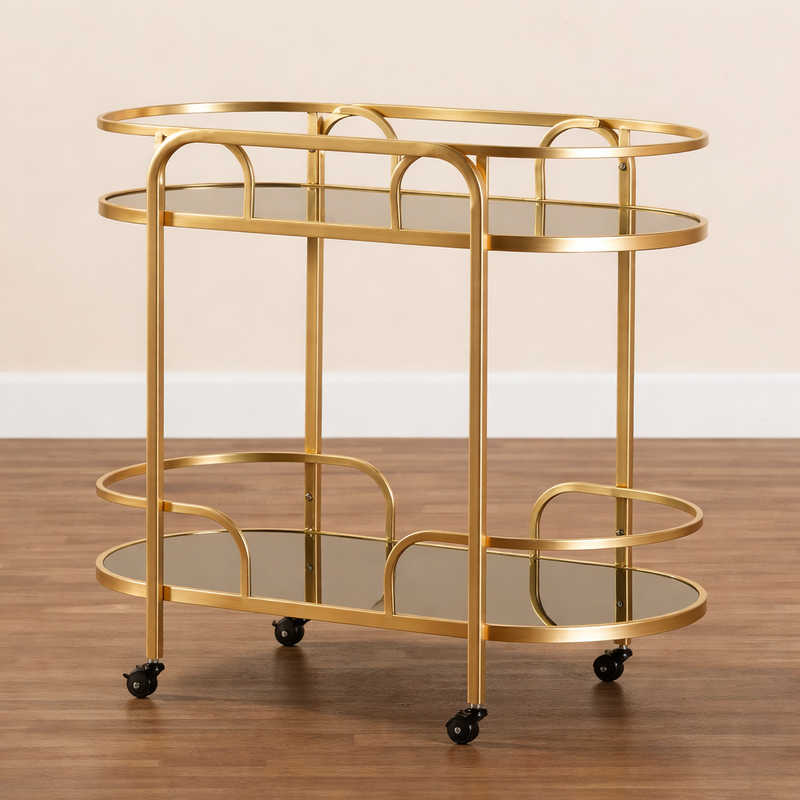 Radiance Rolling Bar Cart - handcrafted bar Trolley for living room bar - view 1 | Kraft Vision