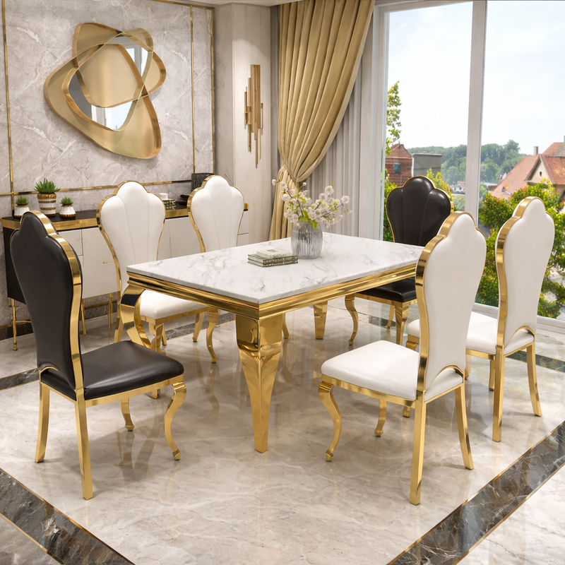 Vintage Grace Table - premium wood and metal dining table for dining room - view 1 | Kraft Vision
