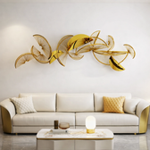 Elegant Gold-Finished Abstract Wall Art Sculpture - gold-finished metal furniture for living room wall - view 1 | Kraft Vision