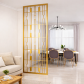 Modern Interior Gold Partition Divider - gold-finished metal Room Divider for living room - view 1 | Kraft Vision