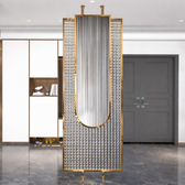 Luxury Golden Frame Ribbed & Crystal Glass Room Divider - gold-finished metal Room Divider for living room - view 1 | Kraft Vision
