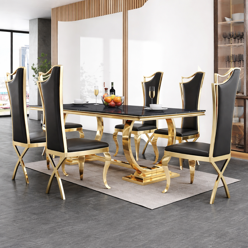 Sovereign Dining Table - premium wood and metal dining table for dining room - view 1 | Kraft Vision