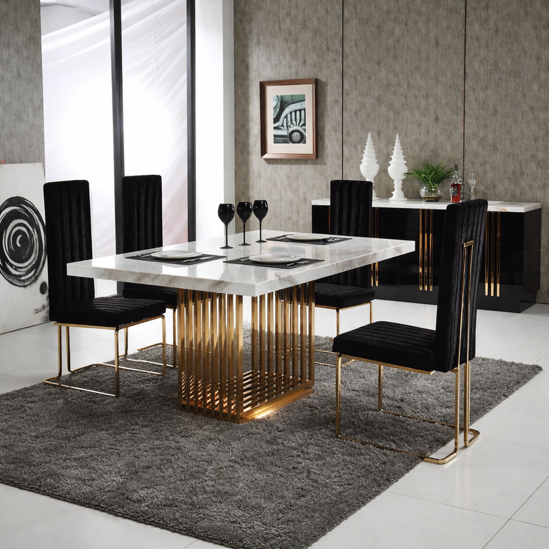Nova Dining Table - premium wood and metal dining table for dining room - view 1 | Kraft Vision