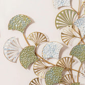 Climbing Leaf Metal Wall Art – Green, Blue & Gold Tones - gold-finished metal wall art for living room wall - view 3 | Kraft Vision