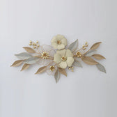 Floral and Leaf Metal Wall Art – Cream & Gold Decorative Design - gold-finished metal wall art for living room wall - view 5 | Kraft Vision