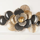 Floral Spray Metal Wall Art – Grey & Gold Finish - gold-finished metal wall art for living room wall - view 5 | Kraft Vision