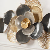 Floral Spray Metal Wall Art – Grey & Gold Finish - gold-finished metal wall art for living room wall - view 6 | Kraft Vision
