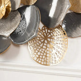 Floral Spray Metal Wall Art – Grey & Gold Finish - gold-finished metal wall art for living room wall - view 7 | Kraft Vision