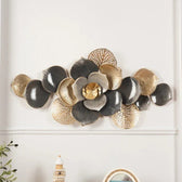 Floral Spray Metal Wall Art – Grey & Gold Finish - gold-finished metal wall art for living room wall - view 4 | Kraft Vision