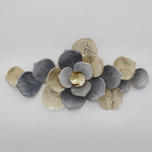 Floral Spray Metal Wall Art – Grey & Gold Finish - gold-finished metal wall art for living room wall - view 8 | Kraft Vision