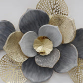 Floral Spray Metal Wall Art – Grey & Gold Finish - gold-finished metal wall art for living room wall - view 3 | Kraft Vision
