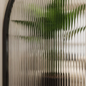 Modern Black Arch Ribbed Glass Room Divider – Luxury Minimalist Decorative Partition for Contemporary Interiors