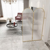 Luxury Golden Arched Fluted Glass Room Divider – Modern Decorative Partition Screen