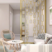 Luxury Golden Geometric Room Divider with Textured Marble Panels – Modern Decorative Partition | Kraft Vision
