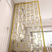 Luxury Golden Geometric Room Divider with Textured Marble Panels – Modern Decorative Partition | Kraft Vision