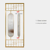 Luxury Art Deco Golden Frame Glass Partition - gold-finished metal Room Divider for living room - view 3 | Kraft Vision