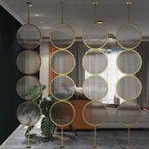 Luxury Golden Circular Glass Room Divider - gold-finished metal Room Divider for living room - view 2 | Kraft Vision