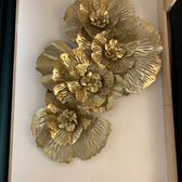Elegant Gold Flower Wall Art Sculpture - gold-finished metal furniture for living room wall - view 2 | Kraft Vision