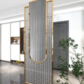 Luxury Golden Frame Ribbed & Crystal Glass Room Divider - gold-finished metal Room Divider for living room - view 6 | Kraft Vision