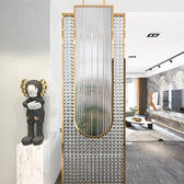 Luxury Golden Frame Ribbed & Crystal Glass Room Divider - gold-finished metal Room Divider for living room - view 7 | Kraft Vision