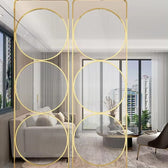 Luxury Golden Geometric Circle Glass Room Divider - gold-finished metal Room Divider for living room - view 2 | Kraft Vision
