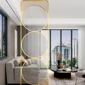 Luxury Golden Geometric Circle Glass Room Divider - gold-finished metal Room Divider for living room - view 3 | Kraft Vision