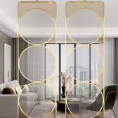 Luxury Golden Geometric Circle Glass Room Divider - gold-finished metal Room Divider for living room - view 5 | Kraft Vision