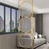 Luxury Golden Geometric Circle Glass Room Divider - gold-finished metal Room Divider for living room - view 6 | Kraft Vision