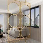 Luxury Golden Geometric Circle Glass Room Divider - gold-finished metal Room Divider for living room - view 7 | Kraft Vision