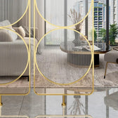 Luxury Golden Geometric Circle Glass Room Divider - gold-finished metal Room Divider for living room - view 10 | Kraft Vision