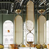 Luxury Golden Metal Room Divider with Woven Cane Design – Modern Partition Panel - gold-finished metal Room Divider for living room - view 2 | Kraft Vision