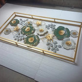 Elegant 3D Metal Floral Wall Art – Handcrafted Home Décor Panel - metal wall art for living room wall - view 4 | Kraft Vision