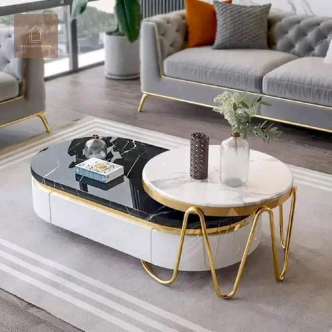 Modern coffee table with marble top