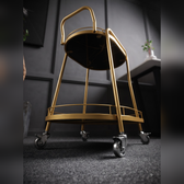 Minimalist Gold Serving Cart with Dual-Tier Glass Shelves