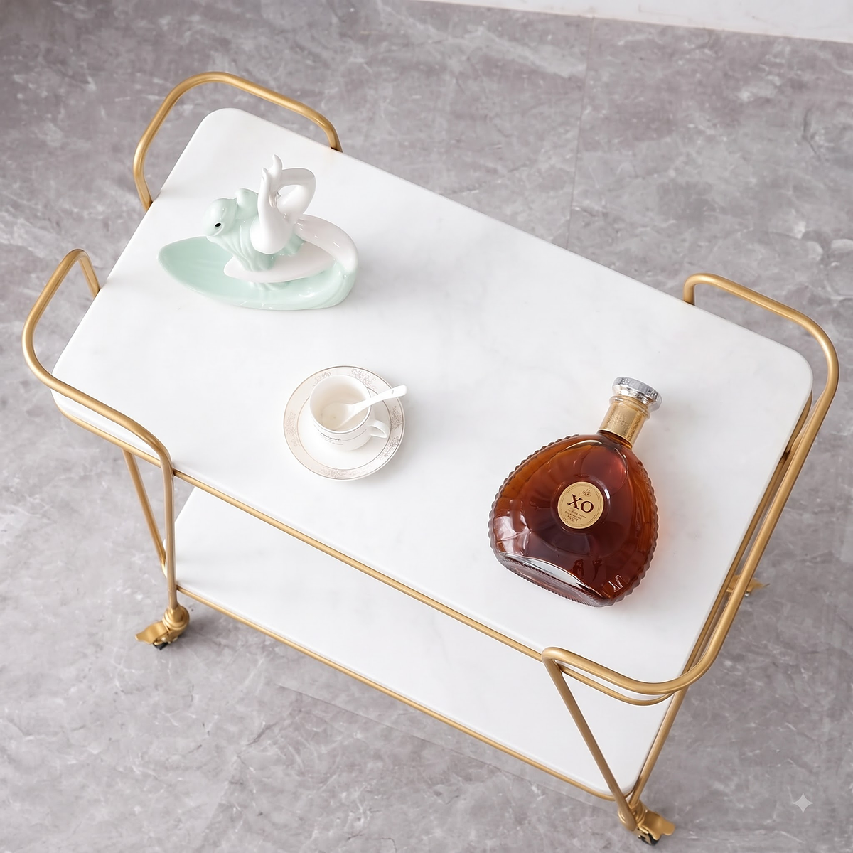 Luxury Gold Bar Cart Overhead